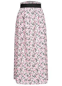 Styleboom Fashion Damen Paperbag Longform Rock Blumen Print Weiss rosa von Styleboom Fashion