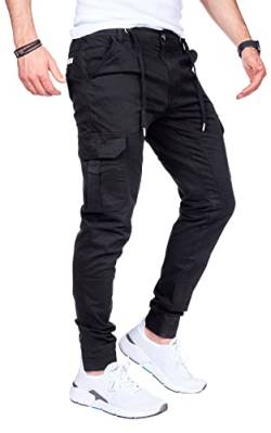 8008 Herren Cargohose aus Baumwolle männer Cargohose Chino Hose Freizeithose Slim fit Cargohose Slim fit Chino Hose stylisch Cargohose (C-Black, 29) von Styleko