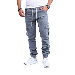 Styleko Herren Cargo Jeans Hose Herren Jeans Hose für Männer Jungen Regular Slim fit Denim Destroyed Jogger Freizeithose Casual Jeans Pants Jeans Herren Stretch| 7 Tasc 8004 (Grey, 30) von Styleko