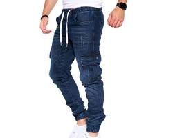 Styleko Herren Cargo Jeans Hose Herren Jeans Hose für Männer Jungen Regular Slim fit Denim Destroyed Jogger Freizeithose Casual Jeans Pants Jeans Herren Stretch| 7 Taschen 8004 (Dark Blue, 29) von Styleko