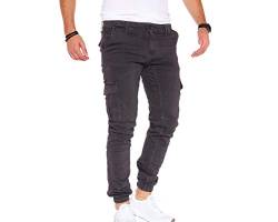 Styleko Herren Hosen Cargohose Herren Casual Slim Fit Cargohose aus Baumwolle Outdoorhose männer Chino Hose Freizeithose Jogging treckking Hose Sporthose|6 Taschen 8002 (Antracite, 30) von Styleko