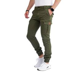 Styleko Herren Hosen Cargohose Herren Casual Slim Fit Cargohose aus Baumwolle Outdoorhose männer Chino Hose Freizeithose Jogging treckking Hose Sporthose|6 Taschen 8002 (Dark Green, 31) von Styleko