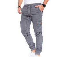 Styleko Herren Hosen Cargohose Herren Casual Slim Fit Cargohose aus Baumwolle Outdoorhose männer Chino Hose Freizeithose Jogging treckking Hose Sporthose|6 Taschen 8002 (Grey- Elasten, 31) von Styleko