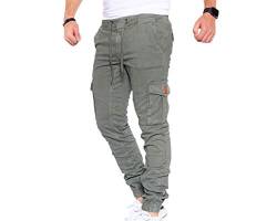 Styleko Herren Hosen Cargohose Herren Casual Slim Fit Cargohose aus Baumwolle Outdoorhose männer Chino Hose Freizeithose Jogging treckking Hose Sporthose|6 Taschen 8002 (Olive- Elasten, 31) von Styleko