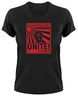 Procrastinators of The World Unite Fun T-Shirt Funshirt, XXL, Ladies schwarz von Styletex23