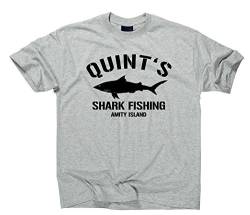 Quint's Shark Fishing Amity Island Logo T-Shirt, XL, Sport Grey von Styletex23