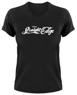 Styletex23 Enjoy Straight Edge T-Shirt, S, Damen Schwarz von Styletex23