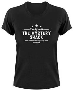 The Mystery Shack Gravity Falls Logo T-Shirt, L, Ladies schwarz von Styletex23