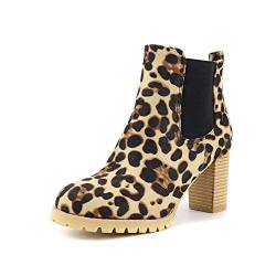 StyliShoes Damen Fashion Blockabsatz Chelsea Stiefel (Leopard, 46 EU) von StyliShoes