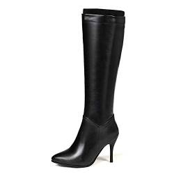 StyliShoes Damen Klassischer Langschaft Stiefel mit Absatz (Schwarz, 37 EU) von StyliShoes
