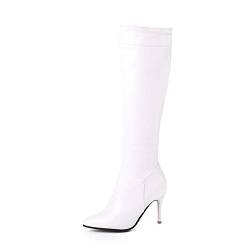 StyliShoes Damen Klassischer Langschaft Stiefel mit Absatz (Weiß, 35 EU) von StyliShoes