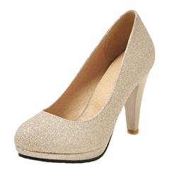 StyliShoes Damen Pumps Absatz Hochzeit Schuhe (Gold, 35 EU) von StyliShoes