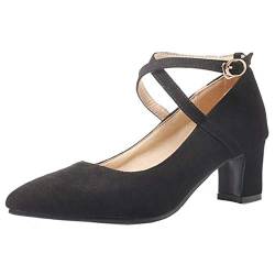 StyliShoes Elegant Cross Strap Pumps mit Blockabsatz (Schwarz, 35 EU) von StyliShoes