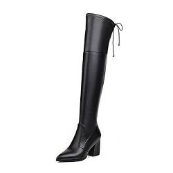 StyliShoes Elegante Overknee-Stiefel mit Komfort-Blockabsatz für Damen(Schwarz,40) von StyliShoes