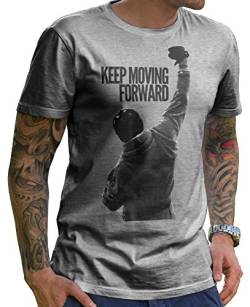 Stylotex® Freizeit T-Shirt Herren Kurzarm - Männer T-Shirt Keep Moving Forward - Premium Baumwolle Shirt Herren - T-Shirt mit Motivations-Spruch - Vatertag Shirt - Papa Geschenk von Stylotex