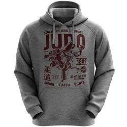 Stylotex Hoodie Strenght and Courage Judo | Gekämmte Baumwolle | Cooler Kapuzen-Pullover | Hochwertiges Kapuzenshirt | Hooded Sweatshirt | Langarm, Farbe:Heather, Größe:L von Stylotex