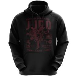 Stylotex Hoodie Strenght and Courage Judo | Gekämmte Baumwolle | Cooler Kapuzen-Pullover | Hochwertiges Kapuzenshirt | Hooded Sweatshirt | Langarm, Farbe:schwarz, Größe:L von Stylotex