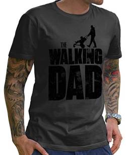 Stylotex Lustiges Herren Männer T-Shirt Basic | The Walking Dad | Geschenk für werdende Papas, Größe:S, Farbe:Darkgrey-schwarz von Stylotex