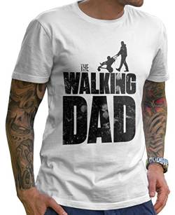 Stylotex Lustiges Herren Männer T-Shirt Basic | The Walking Dad | Geschenk für werdende Papas, Größe:XXL, Farbe:Weiss von Stylotex