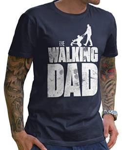 Stylotex Lustiges Herren Männer T-Shirt Basic | The Walking Dad | Geschenk für werdende Papas, Größe:XXXL, Farbe:Navy von Stylotex