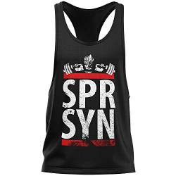 Stylotex Stringer Fitness Tank Top SPR SYN Herren Gym Tshirts für Performance beim Training | Männer ärmellos | Funktionelle Sport Bekleidung, Farbe:schwarz, Größe:L von Stylotex