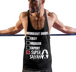 Stylotex Stringer Fitness Tank Top Workout Mode: Super Saiyan Vintage Herren Gym Tshirts für Performance beim Training | Männer ärmellos | Funktionelle Sport Bekleidung, Farbe:schwarz, Größe:S von Stylotex