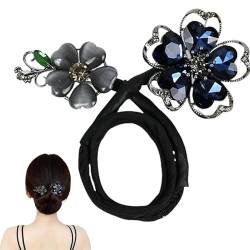 Strass-Blumen-Haarspange, Lazy Hair Curler Deft Bun Maker, elegante Haarspange für Frauen, Ball-Haar-Hochsteckartefakt, Ball-Haar-Accessoires (#5) von SuGJun