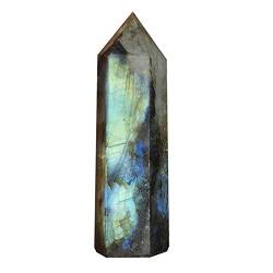 SuanQ Mondstein-Kristallsäule, natürlicher Labradorit, Quarz, Obelisk, Kristallsäule, Zauberstab, Stein, Heimdekoration, 7–8 cm von SuanQ