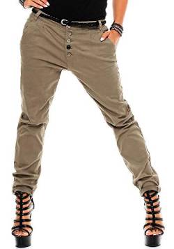 Sublevel Damen Boyfriend Chino Hose LSL-248 inkl. Gürtel Light Brown/Design 09 M von Sublevel