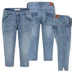 Sublevel Damen Capri Hose Jeans Shorts 3/4 Hose Short Bermuda Denim Short, Farbe:Middle Blue, Größe:S / 36 von Sublevel