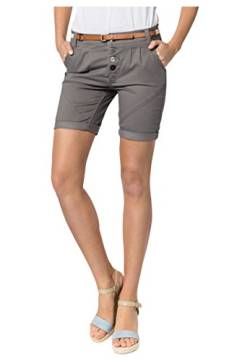 Sublevel Damen Chino Bermuda-Shorts mit Flecht-Gürtel Dark-Grey XXL von Sublevel