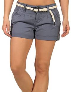 Sublevel Damen Chino Shorts LSL-377/LSL-401/LETN-033 Hot Pants mit Flechtgürtel Bleached Indigo L von Sublevel