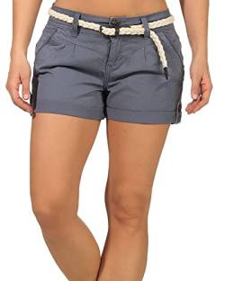 Sublevel Damen Chino Shorts LSL-377/LSL-401/LETN-033 Hot Pants mit Flechtgürtel Bleached Indigo S von Sublevel