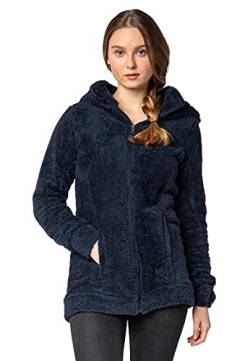 Sublevel Damen Fleece-Mantel: Kuschelige Teddyfleece Kapuzenjacke, Langarm, Warm und Bequem, Freizeitjacke in Schwarz, Rosa, Weiß, Grau dark-blue XS von Sublevel