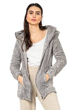 Sublevel Damen Fleece-Mantel: Kuschelige Teddyfleece Kapuzenjacke, Langarm, Warm und Bequem, Freizeitjacke in Schwarz, Rosa, Weiß, Grau light-grey M von Sublevel