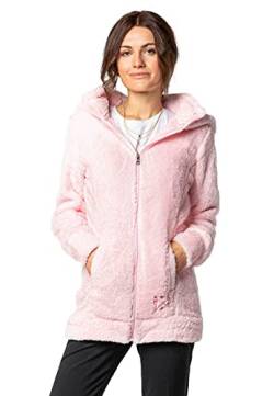 Sublevel Damen Fleece-Mantel: Kuschelige Teddyfleece Kapuzenjacke, Langarm, Warm und Bequem, Freizeitjacke in Schwarz, Rosa, Weiß, Grau rose L von Sublevel