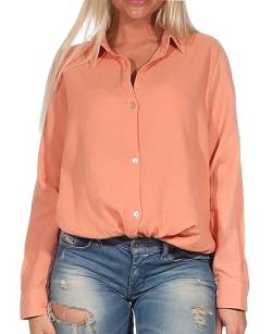 Sublevel Damen Hemd Musselin-Bluse LSL-447 Langarm-Bluse Middle Orange S/M von Sublevel