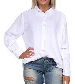 Sublevel Damen Hemd Musselin-Bluse LSL-447 Langarm-Bluse White L/XL von Sublevel