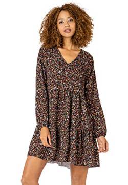 Sublevel Damen Herbst Kleid mit Blumen-Muster Langarm Black XL/XXL von Sublevel