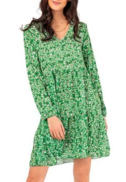Sublevel Damen Herbst Kleid mit Blumen-Muster Langarm Dark-Green L/XL von Sublevel
