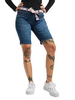 Sublevel Damen Jeans Bermuda-Shorts mit Gürtel Ring Denim Dark-Blue S von Sublevel