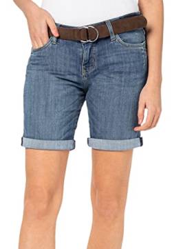 Sublevel Damen Jeans Bermuda-Shorts mit Veloursleder Gürtel Middle-Blue S von Sublevel