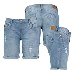 Sublevel Damen Jeans Shorts Bermuda Kurze Hose Shorts Short Denim Stretch Denim, Farbe:Hellblau, Größe:S 36 von Sublevel