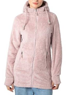 Sublevel Damen Kuschelfleece Jacke Mantel mit Kapuze light-rose XS von Sublevel