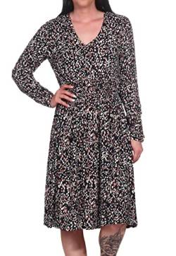 Sublevel Damen Langarm Viskose Kleid Tunika LSL-440 Midi-Kleid mit Allover-Print Black/Design 01 XL von Sublevel