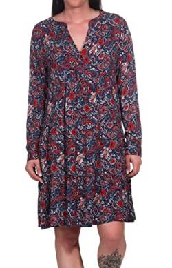 Sublevel Damen Langarm Viskose Kleid Tunika LSL-440 Midi-Kleid mit Paisley-Muster Middle Blue/Design 01 XL von Sublevel