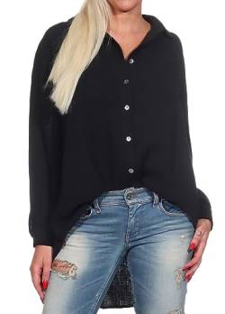 Sublevel Damen Long Musselin-Bluse LSL-450 Oversize Langarm-Hemd Black M/L von Sublevel