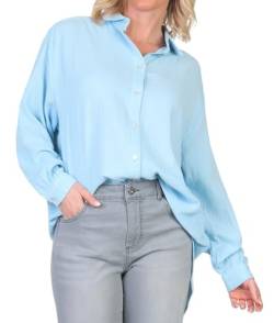 Sublevel Damen Long Musselin-Bluse LSL-450 Oversize Langarm-Hemd Bright Sky Blue S/M von Sublevel