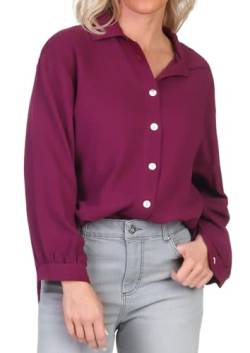 Sublevel Damen Long Musselin-Bluse LSL-450 Oversize Langarm-Hemd Dark Berry M/L von Sublevel