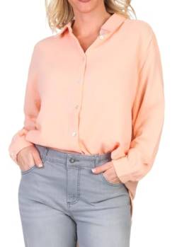 Sublevel Damen Long Musselin-Bluse LSL-450 Oversize Langarm-Hemd Sunset Peach S/M von Sublevel